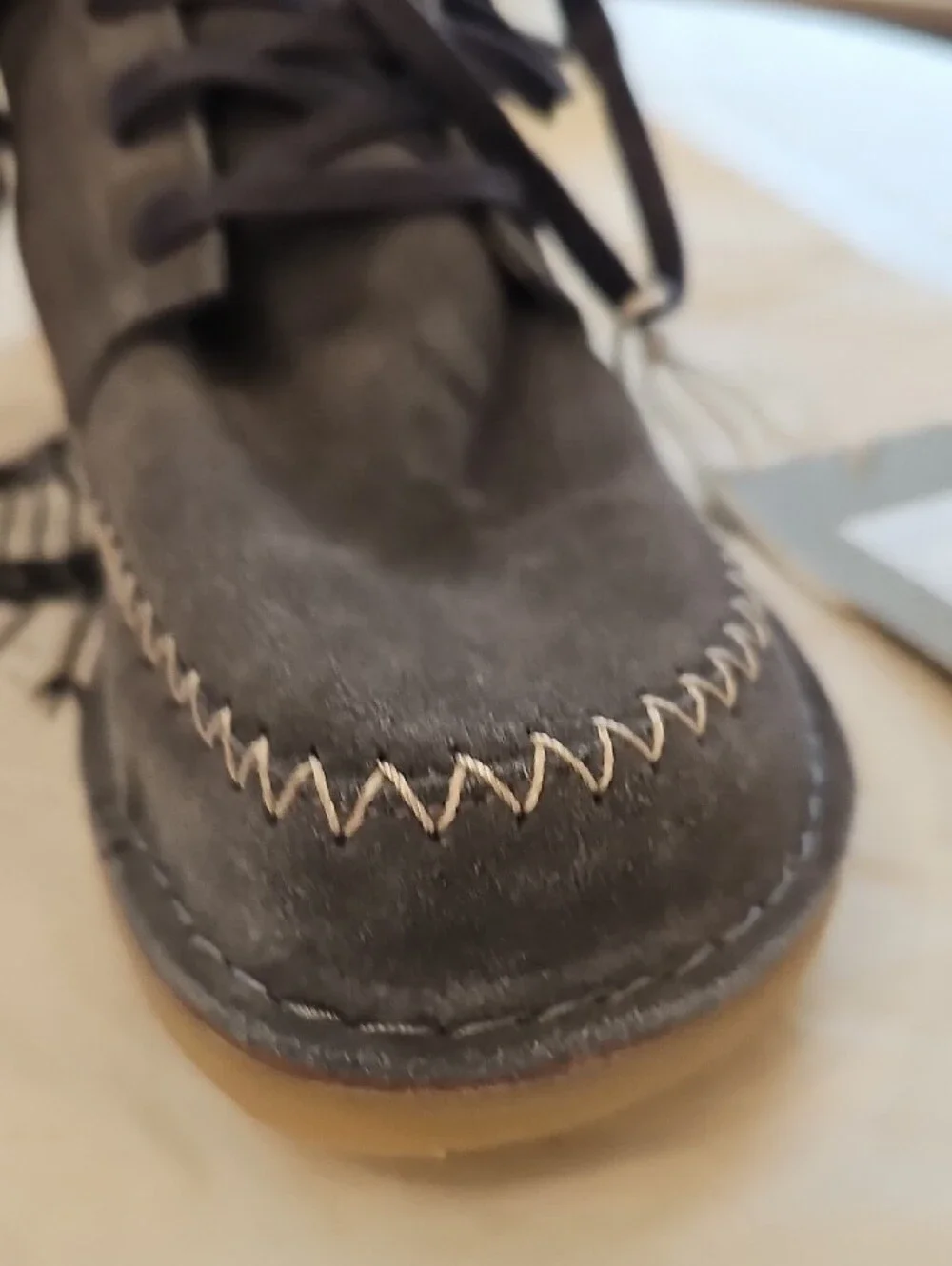 Women's Fringe Ankle Boots Gray Suede Leather